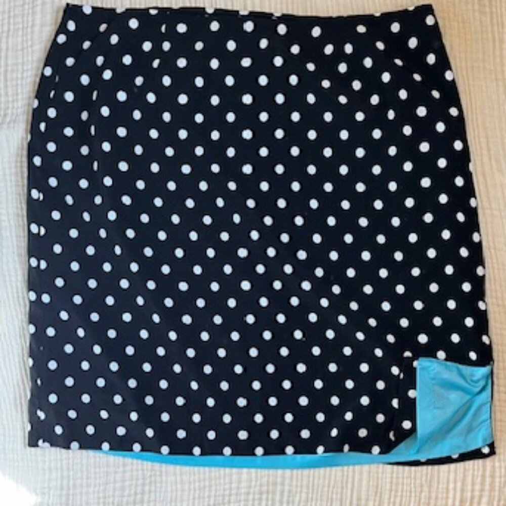 Elisabeth by Liz Claiborne sz22 Black with White Polka-dots  A line Midi Skirt